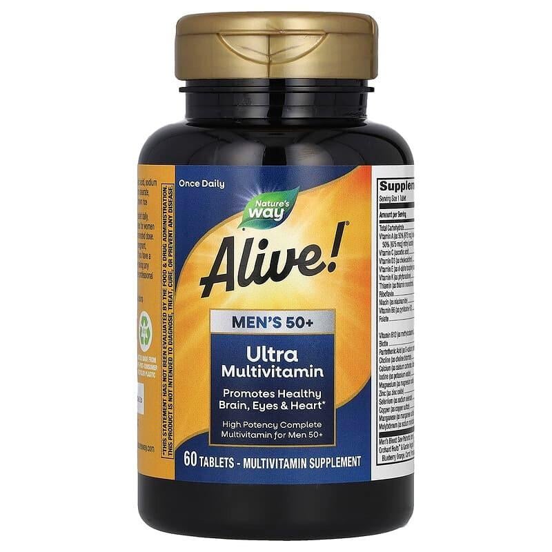 Мультивитамины для мужчин 50+ Nature's Way Alive Ultra Multivitamin 60 таблеток (1413249376) - фото 4 Мультивитамины для мужчин 50+ Nature's Way Alive Ultra Multivitamin 60 таблеток (1413249376) - фото 4