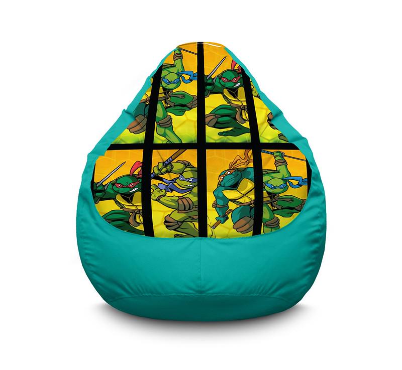 Кресло мешок Ninja Turtles Comics classic Оксфорд XXL 90х125 см Бирюзовый