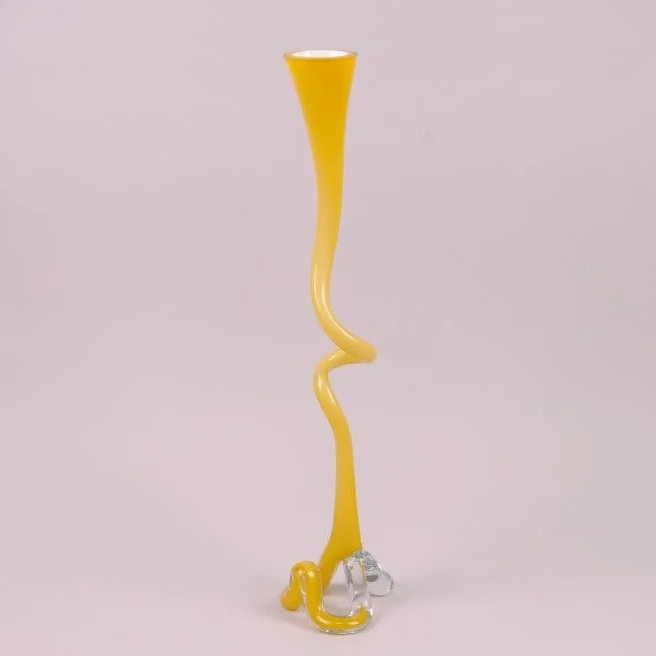 Ваза стеклянная фигурная Flora 60 см Желтый (8194)