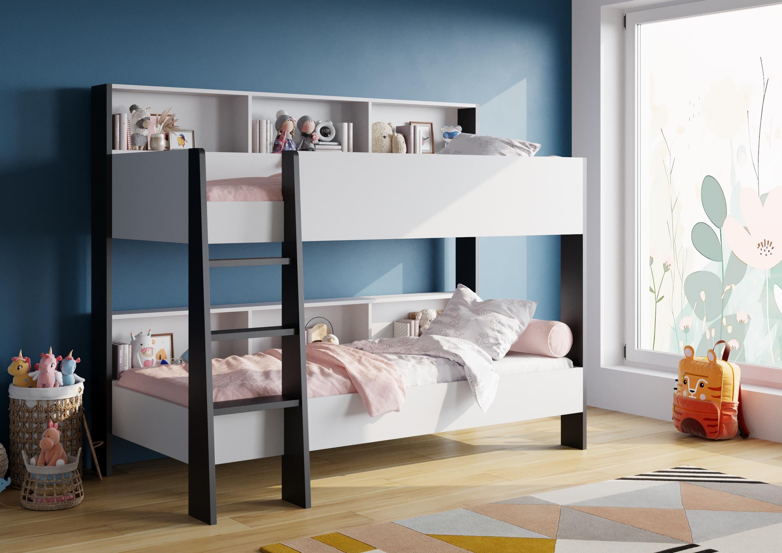 Ліжко дитяче підліткове Sway двоярусне Білий/Антрацит (SW8842)
