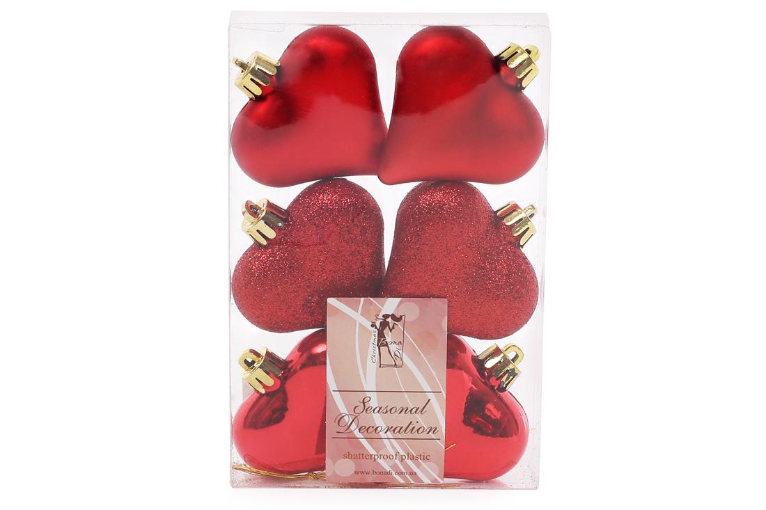 Набор елочных украшений Сердца BonaDi 6 шт. (147-480)