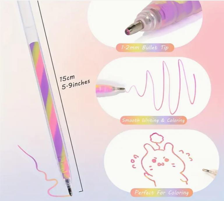 Ручки гелеві з кольоровими спіральними чорнилами з блискітками та пастельними ефектами 1,2 мм 2 шт. (2107) - фото 7 Ручки гелеві з кольоровими спіральними чорнилами з блискітками та пастельними ефектами 1,2 мм 2 шт. (2107) - фото 7