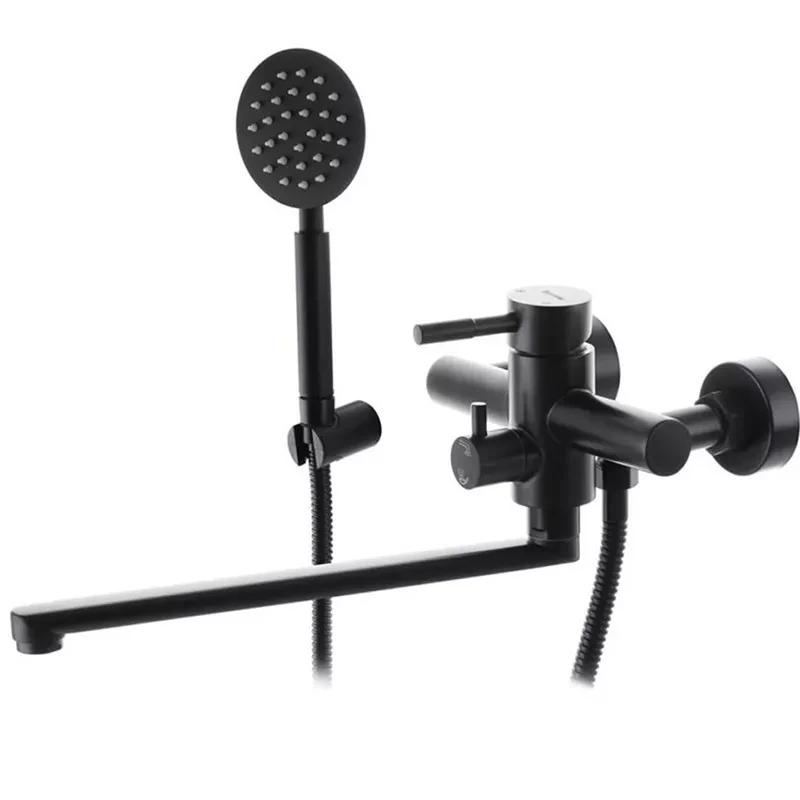 Смеситель для ванны Wezer EKO7A-01-BLACK с душевым гарнитуром Черный (2465589377)