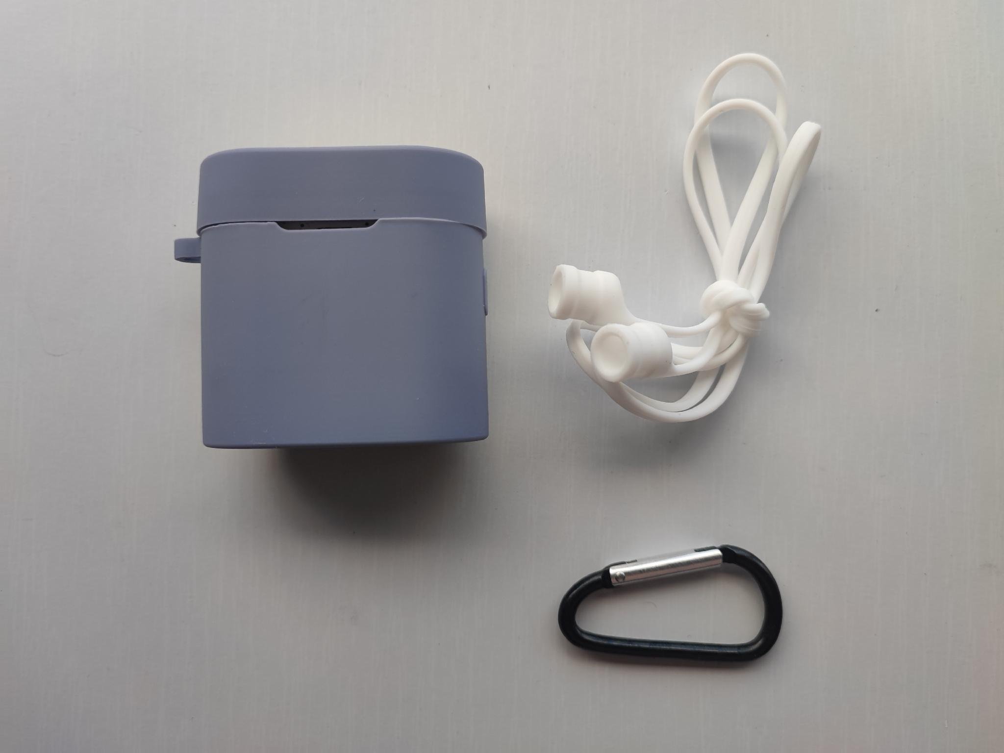 Чехол для наушников-гарнитуры Xiaomi Air 2/2S Mi True Wireless Earphones силиконовый с фиксатором Синий/Серый (200406)