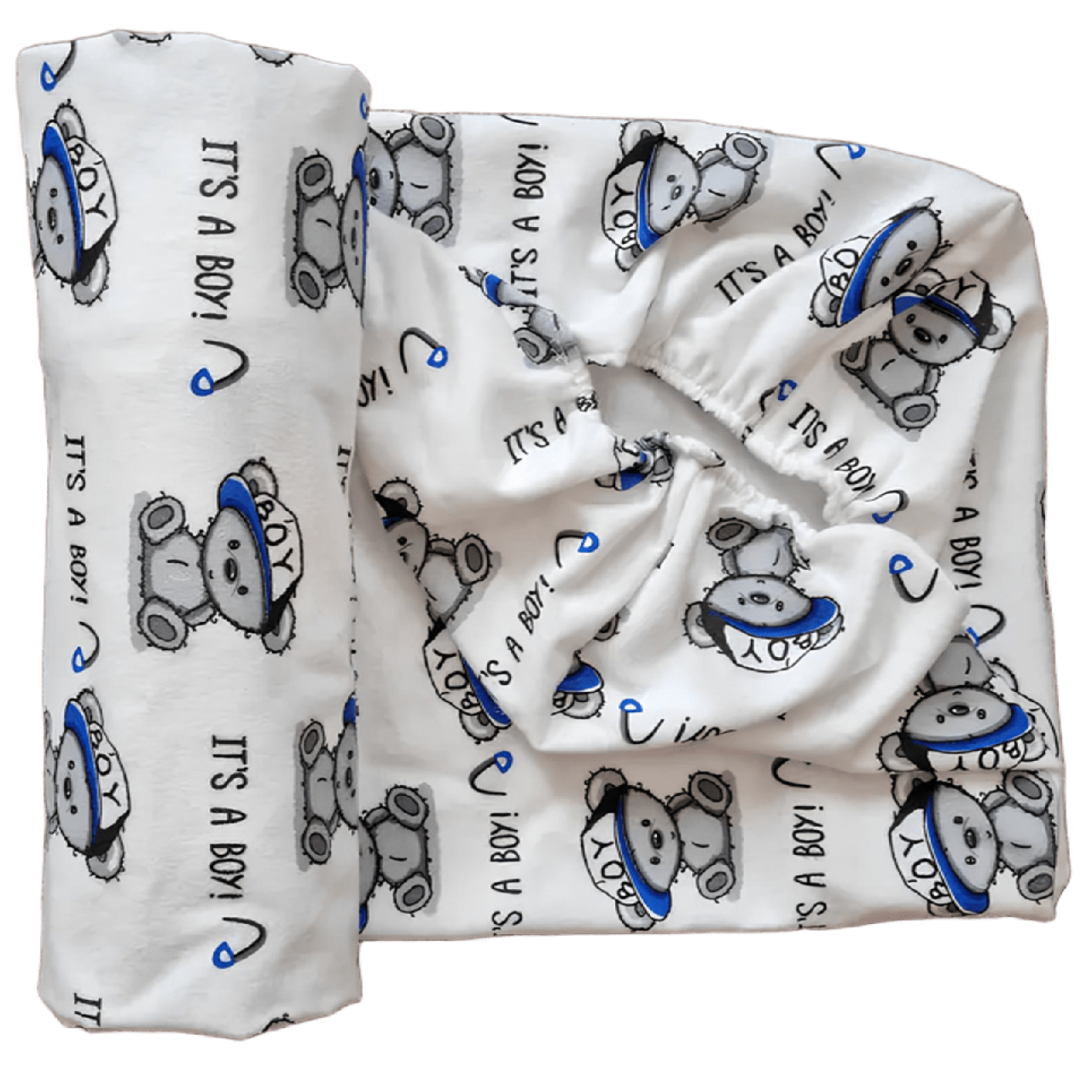 Простыня детская на резинке BST 120х60 см Голубой/Серий (2431655458)