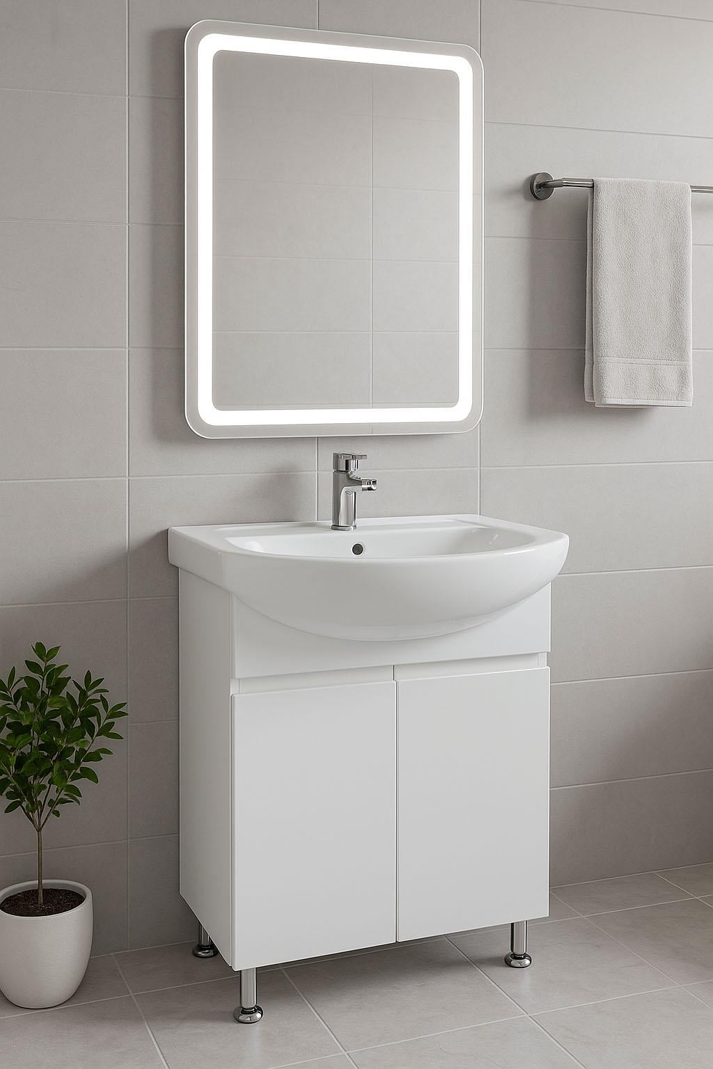 Тумба Ronda с умывальником Kolo Runa 70 на 2 фасада Белый (1111300)