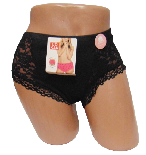 Трусы с кружевом Uokin organic cotton 2XL Черный