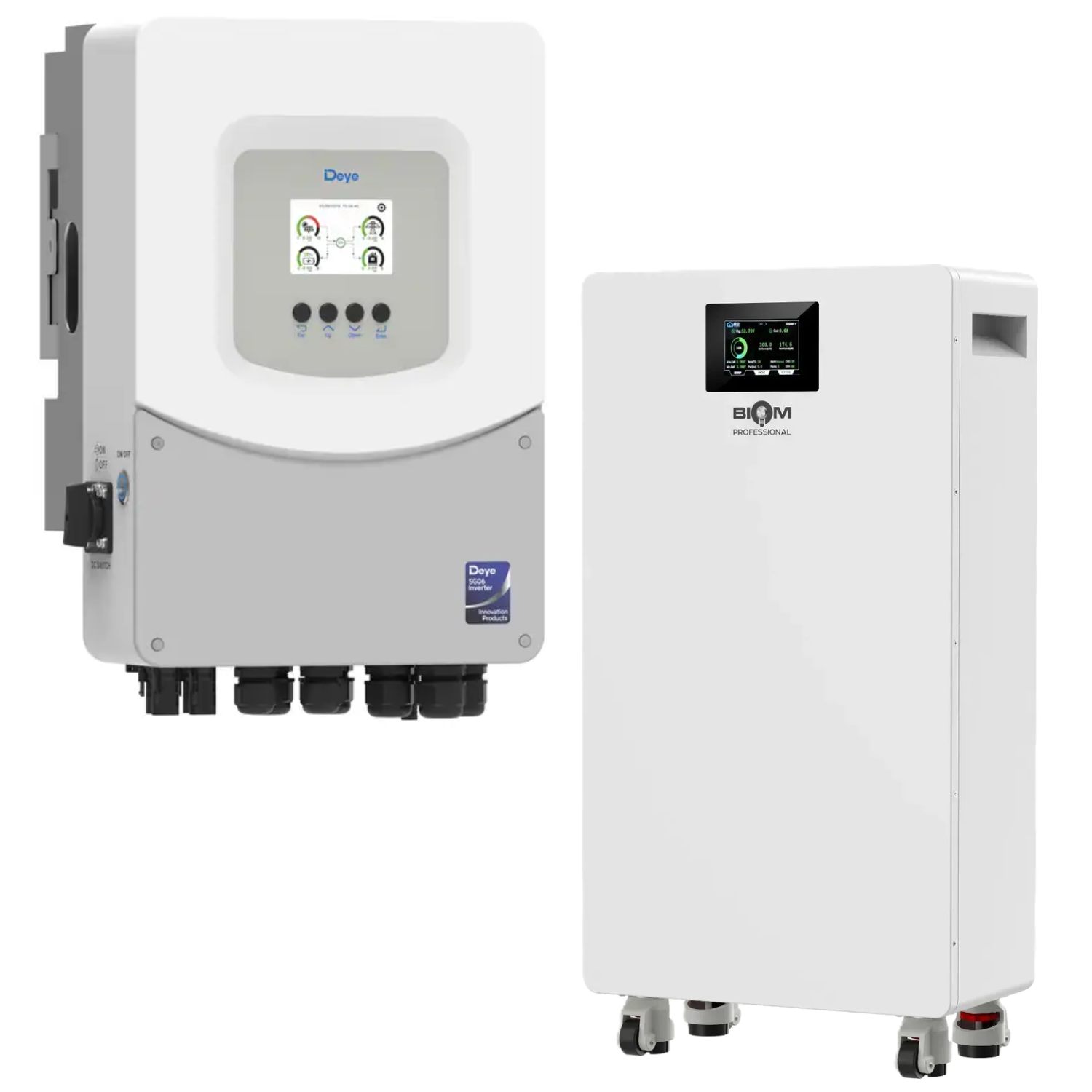 Комплект автономного энергоснабжения Deye 6 кВт SUN-6K-SG06LP1-EU-BM2 и Biom Professional BALFP-512314-V2 16 кВт·ч (38125010)