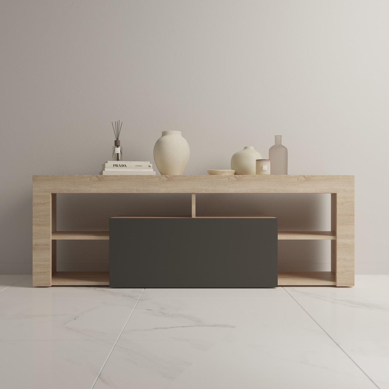 Тумба под телевизор с полками K-140 1400х350х486 мм Дуб Сонома/Антрацит Тумба под телевизор с полками K-140 1400х350х486 мм Дуб Сонома/Антрацит