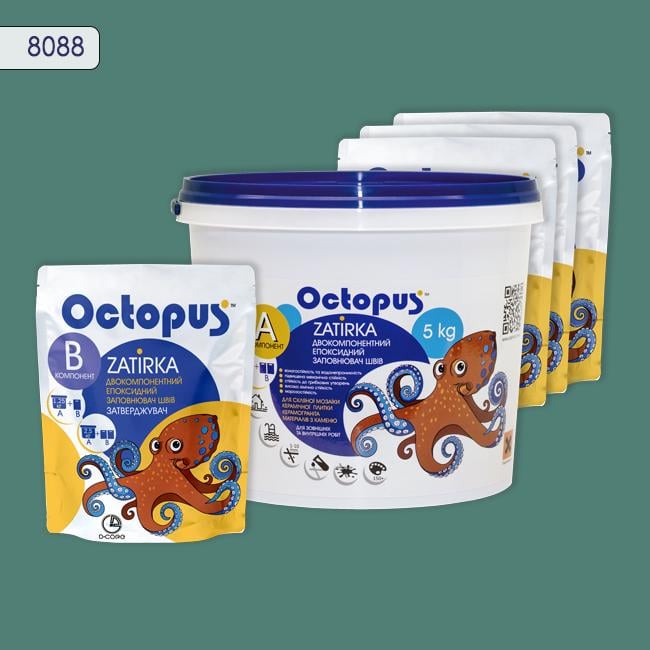 Фуга двухкомпонентная эпоксидная для плитки и мозаики Octopus 5 кг 8088 (8088-5)