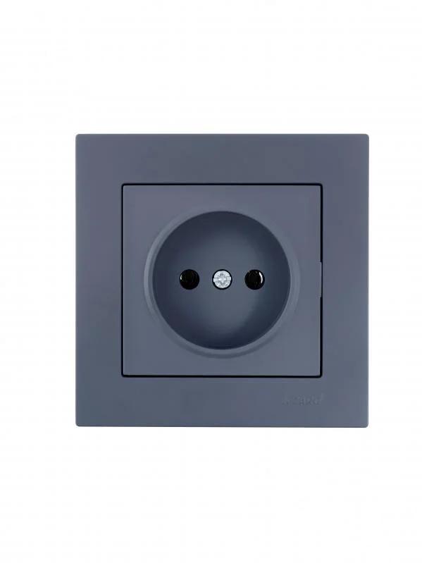 Розетка одинарна Lezard Vesna ПБТ б/з Графітовий (742-3488-121B)