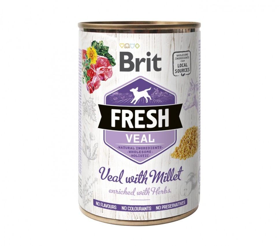Корм влажный для собак Brit Fresh с телятиной и пшеном 400 г (8595602533916)