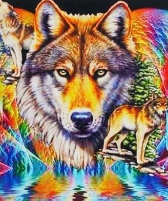 Алмазна мозаїка Вовк на полотні з підрамником 30х40 см (GB79475)