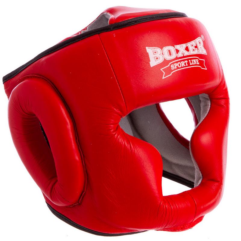 Шлем боксерский BOXER Элит 2033-1 с полной защитой кожаный L Красный (AM0009840)