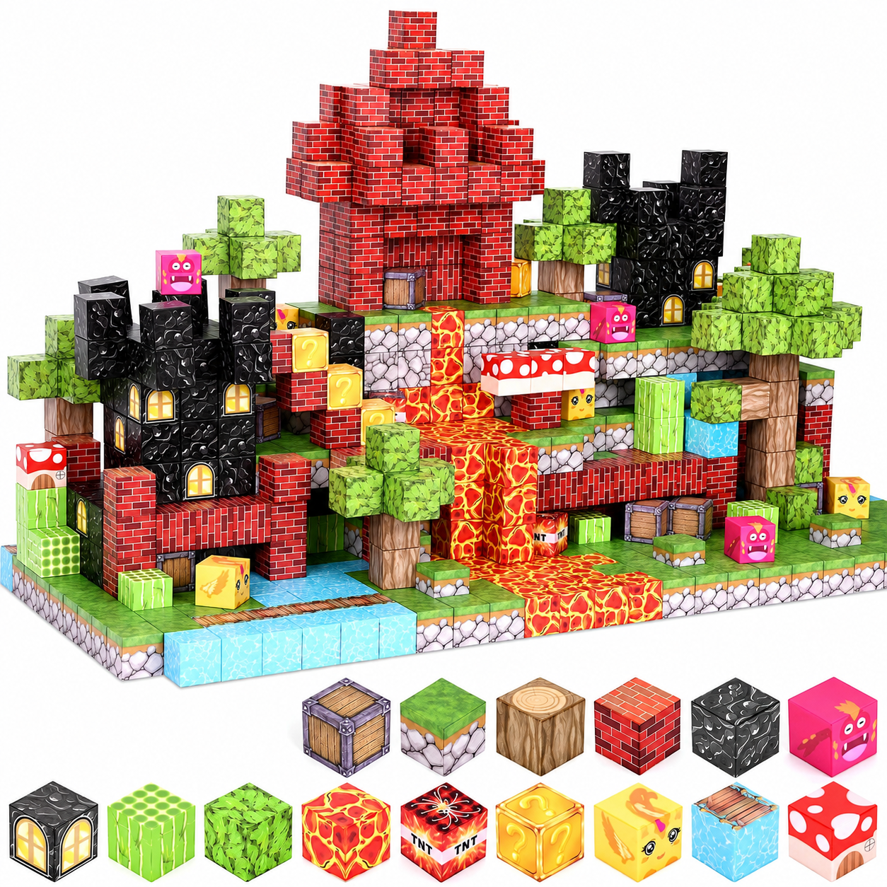 Конструктор магнитный Minecraft Скамейка Крепость и Темная Башня 128 дет. (BT123(1))