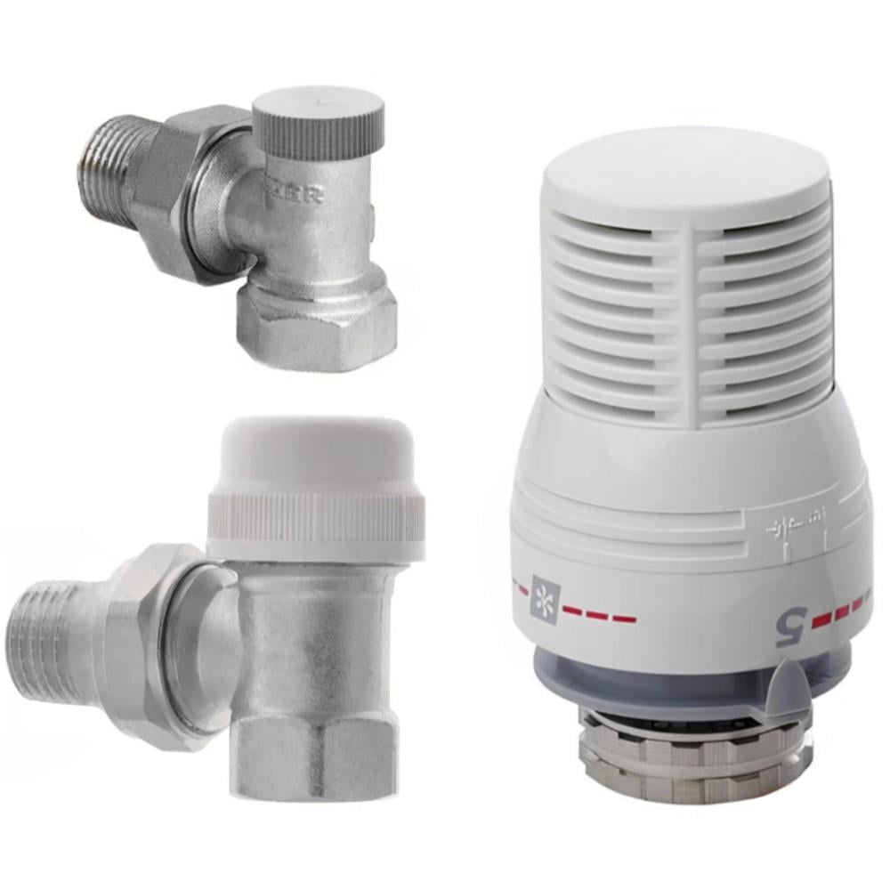 Комплект для подключения радиатора KOER KR.1320 угловой с термоголовкой 1/2" ВВ латунь (OL-KR2658)