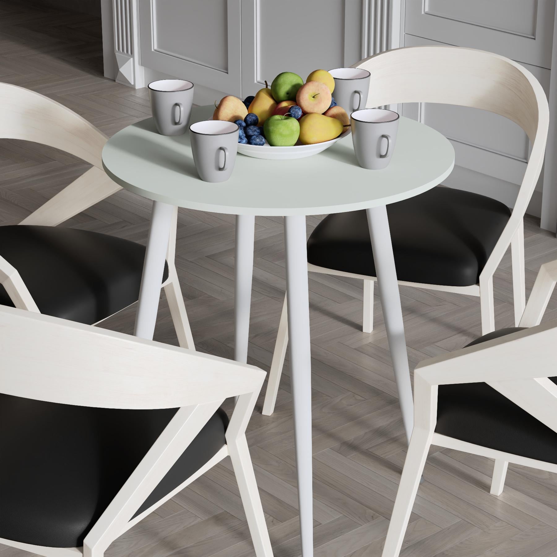 Обідній стіл круглий Ferrum-decor OPTIMA 4 ніжки конусні метал/ДСП 16 мм 750x670x670 мм Білий/Кашемір (FRD-107571)