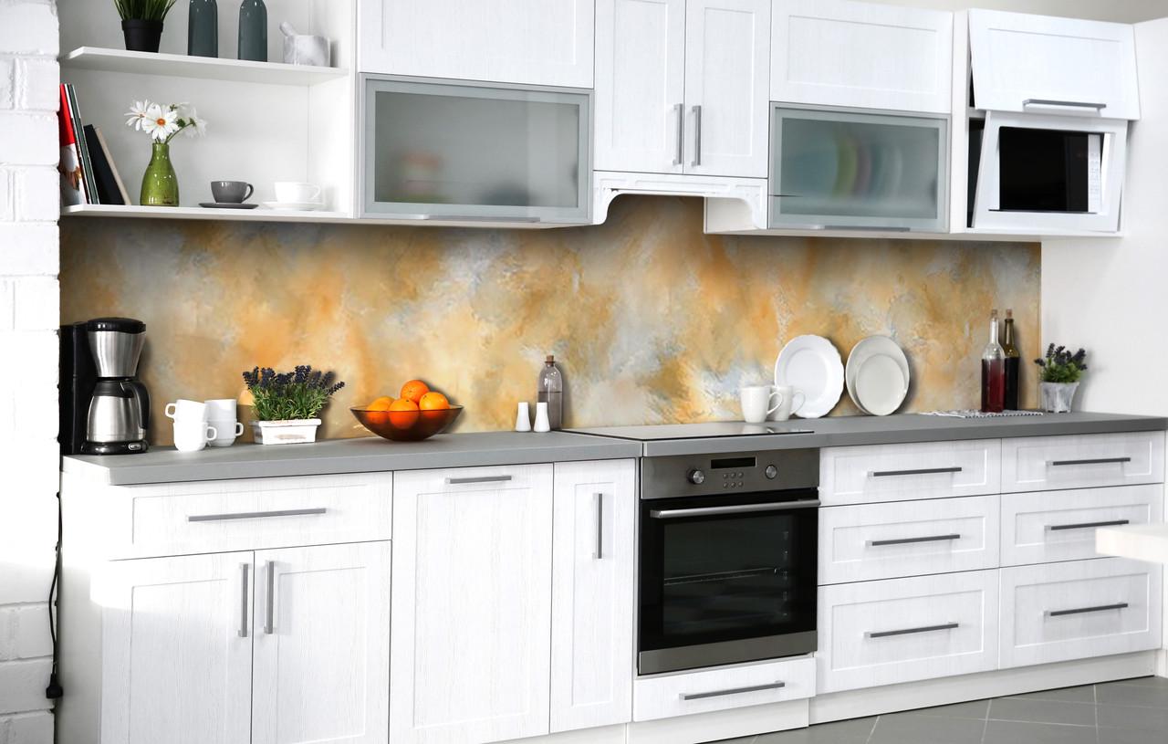 Кухонный фартук Акварельный Мрамор виниловый самоклеющийся 600х2500 мм Бежевый