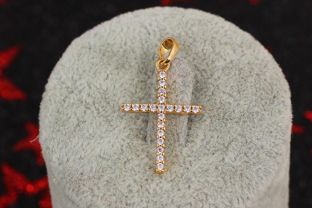 Крестик Xuping Jewelry с фианитами 2,5 см Золотистый