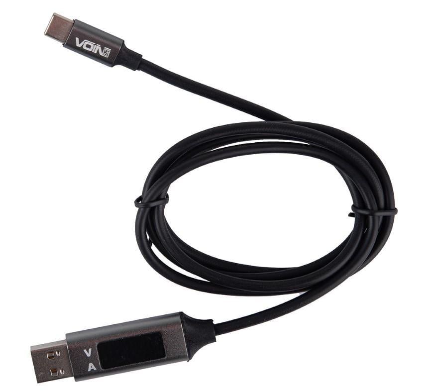 Кабель Voin CC-3201C GY USB-Type C 3А 1 м с дисплеем Grey (CC-3201C GY)