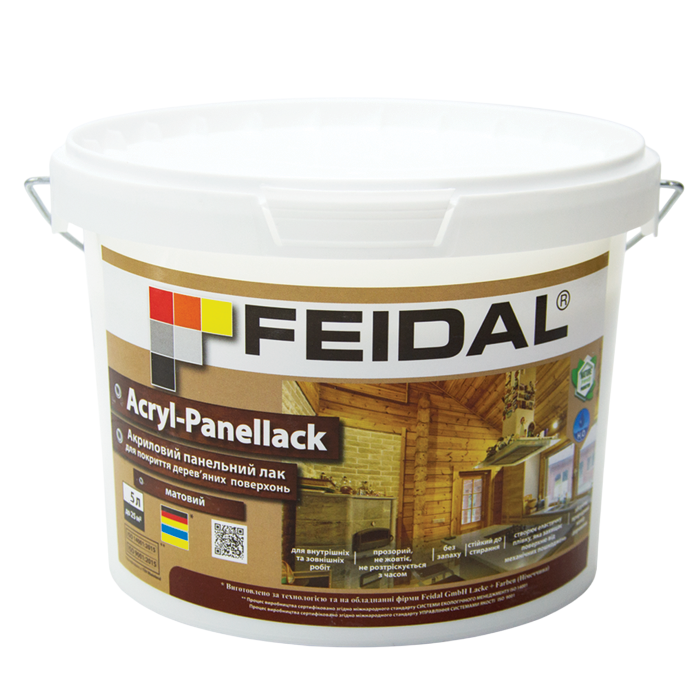 Лак панельний матовий на водній основі без запаху Feidal Acryl-Panellack 5 л (2034870084)