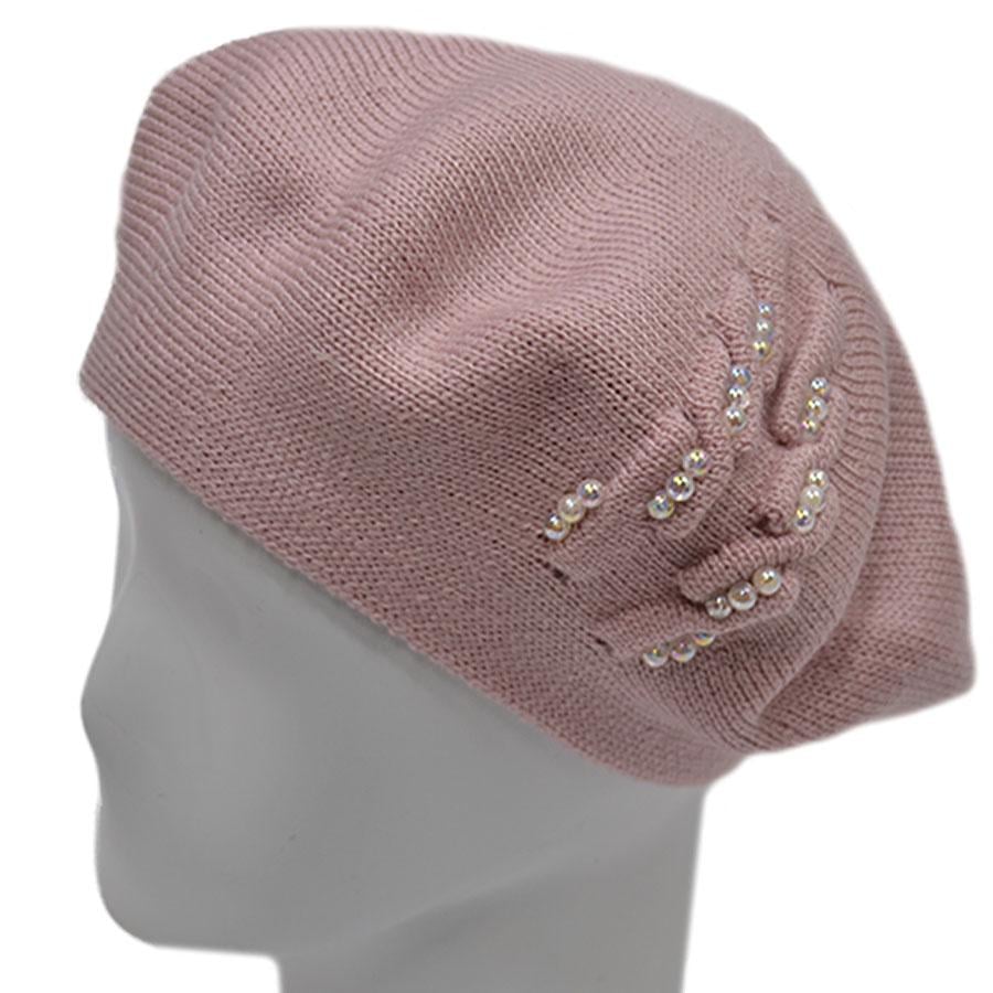 Берет женский Lirus Лейла двойной шерстяной р. 56-58 Розовая пудровая