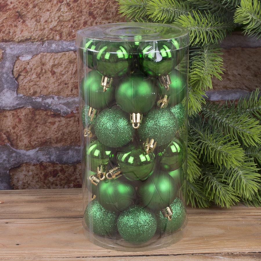 Набор елочных шариков 4 см 30 шт. Зеленый (1066-6)