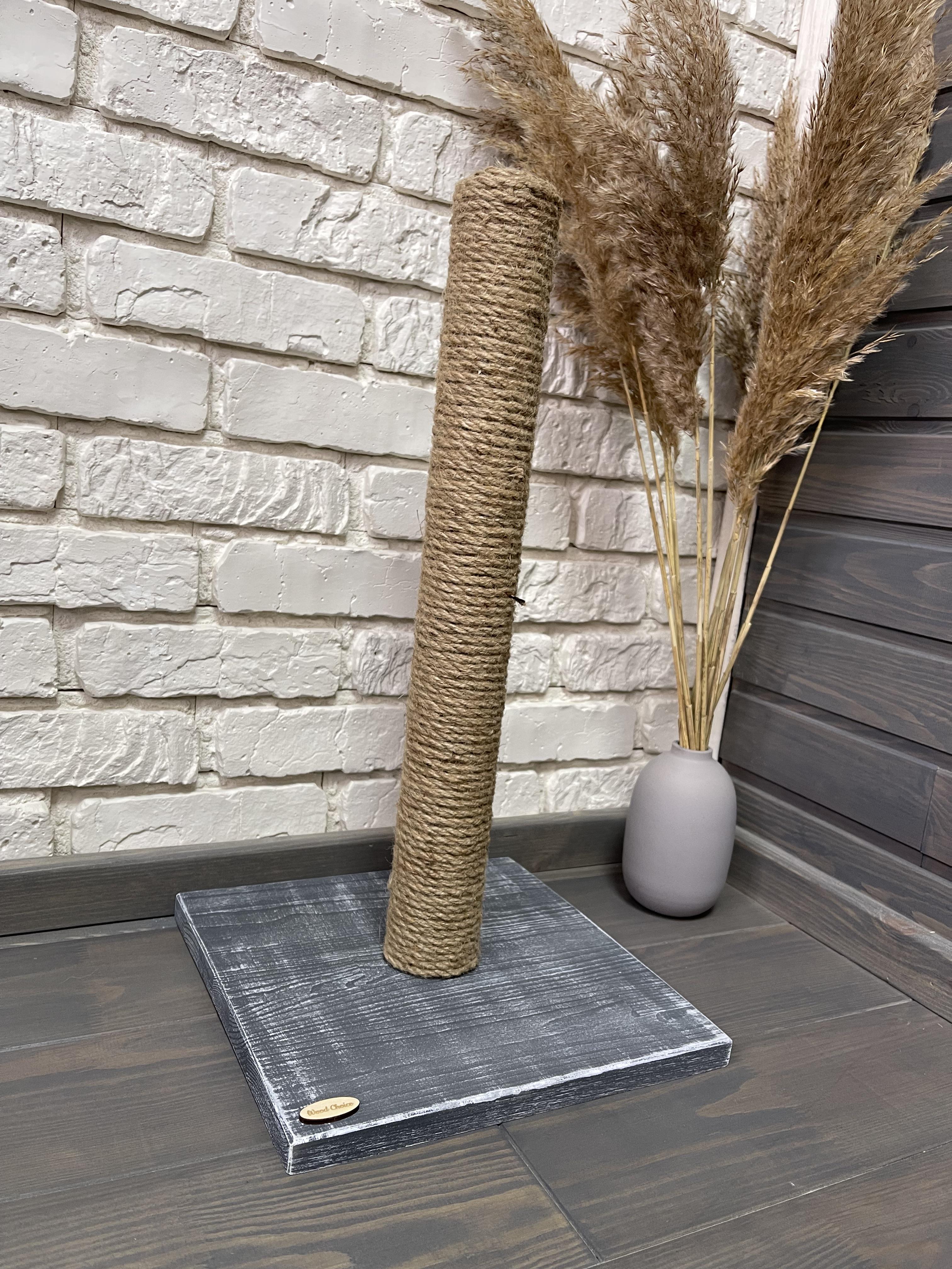 Когтеточка для кошек деревянная 30х30х55 Серо-белый (111) - фото 2 Когтеточка для кошек деревянная 30х30х55 Серо-белый (111) - фото 2