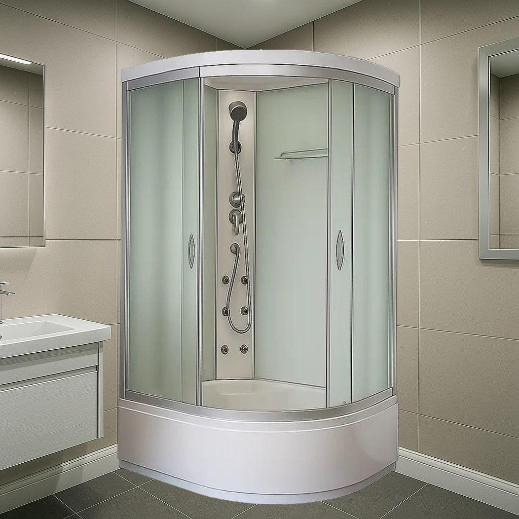 Душевой бокс KO&PO поддон 40 см левостороннее матовое стекло раздвижная дверь 120х80х215 см (C14511)