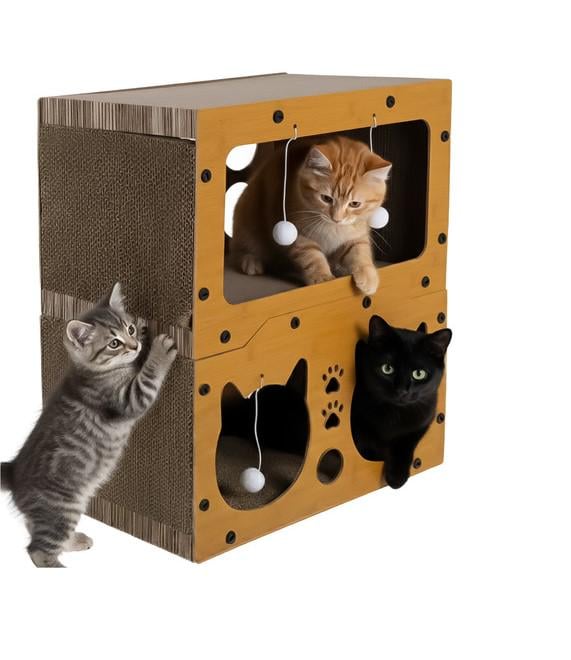 Дряпка-дом для кота двухэтажный (27017)