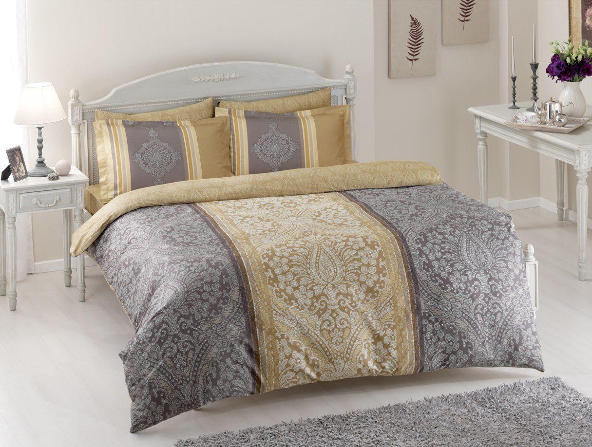 Постельное белье TAC Delux Damas gri v02 евро Серый (svt-2000022282659)