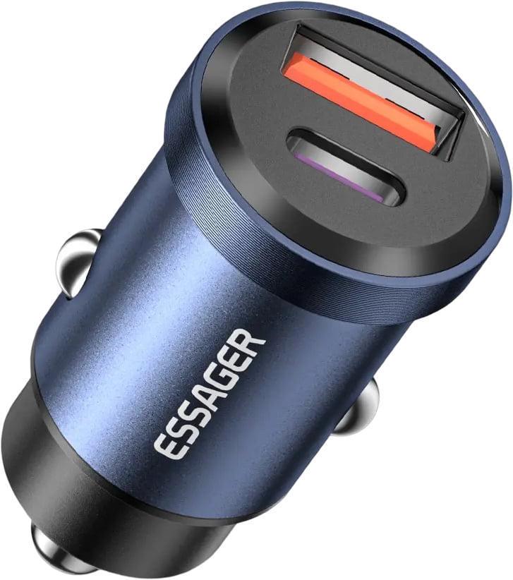 Зарядное устройство автомобильное Essager ES-CC07 30W 5A FCP PD3.0 QC4.0 USB/Type-C Blue (43714)