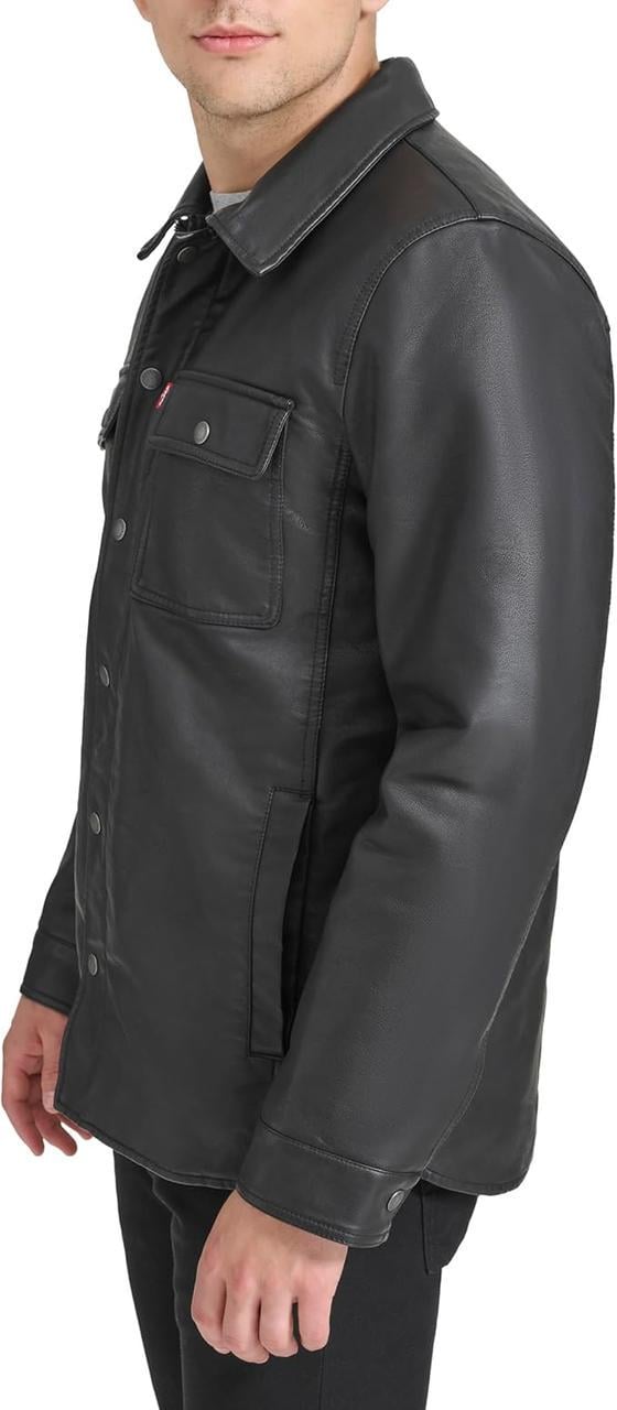Куртка чоловіча демісезонна Levi's Buffed Cow Faux Leather 232672216 зі штучної шкіри M Чорний (2838845469) - фото 2 Куртка чоловіча демісезонна Levi's Buffed Cow Faux Leather 232672216 зі штучної шкіри M Чорний (2838845469) - фото 2