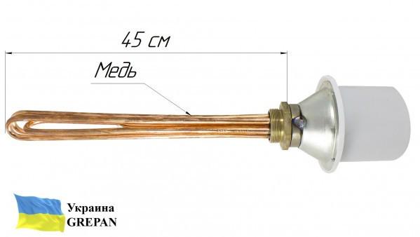 Блок-тен з електронним терморегулятором Grepan 1,5" 9000W 230V 450x120 мм мідний (bttm005) - фото 4