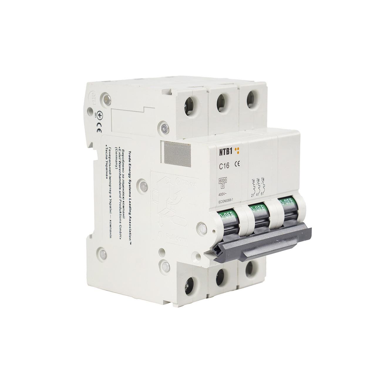 Автоматический выключатель TESLA NTB1 3-полюсный C16 (99) - фото 4 Автоматический выключатель TESLA NTB1 3-полюсный C16 (99) - фото 4