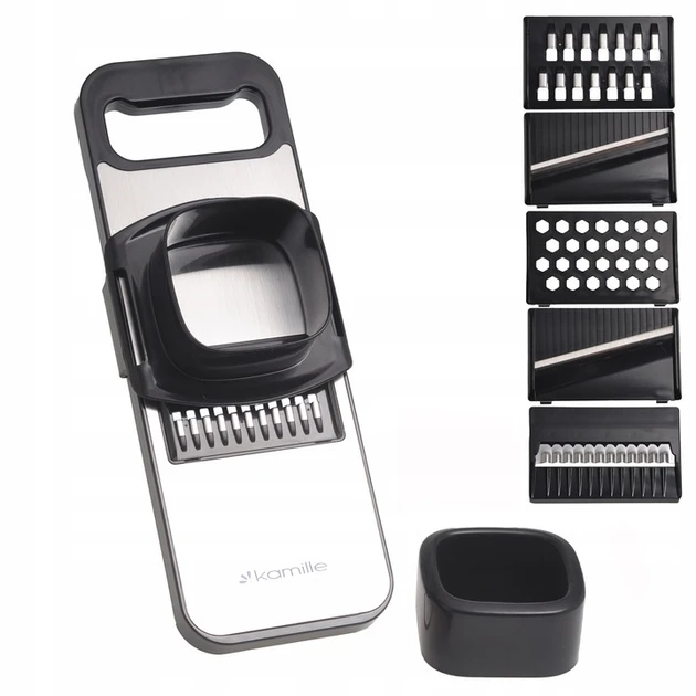 Измельчитель ручной многофункциональный для овощей Kamille KM-3005 из нержавеющей стали и пластика 6в1 29,5х10,3х2 см Черный (150-84-3005) Измельчитель ручной многофункциональный для овощей Kamille KM-3005 из нержавеющей стали и пластика 6в1 29,5х10,3х2 см Черный (150-84-3005)