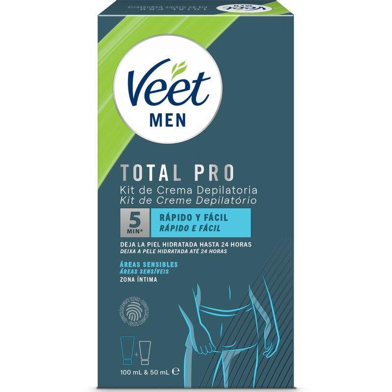 Комплекс для депіляції інтимних зон чоловічий Veet Men Total Pro Intima Kit de Crema Depilación крем для видалення волосся 100 мл і бальзам після видалення волосся 50 мл - фото 1