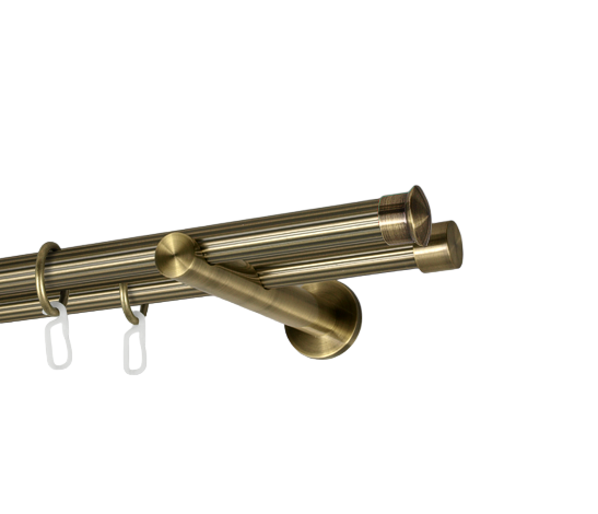Карниз MStyle Дуо металлический двухрядный труба рифленая 19/19 мм кронштейн цылиндр 240 см Антик (K010723)