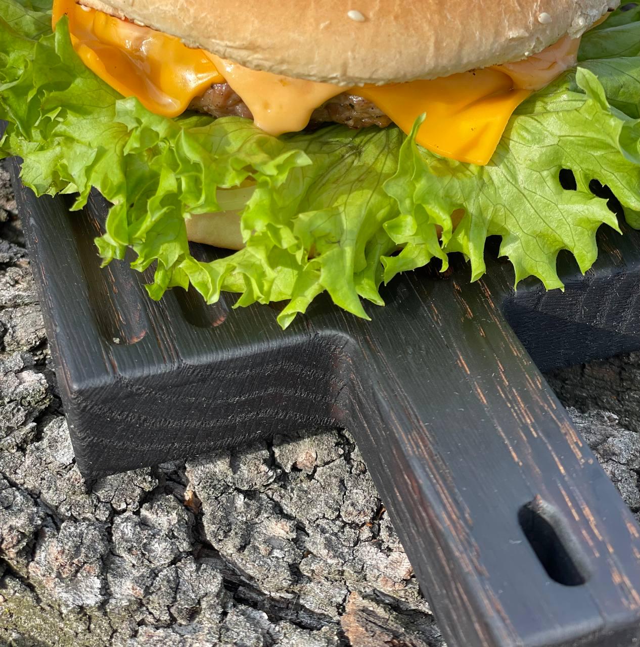 Доска обпаленая деревяная с ручкой для подачи блюд 13х20 см (9230086) - фото 7