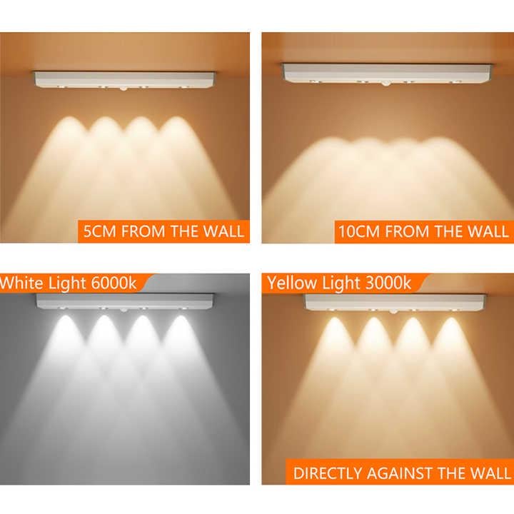 Нічник бездротовий настінний світлодіодний з датчиком руху від USB 450 мАг (23870498) - фото 5