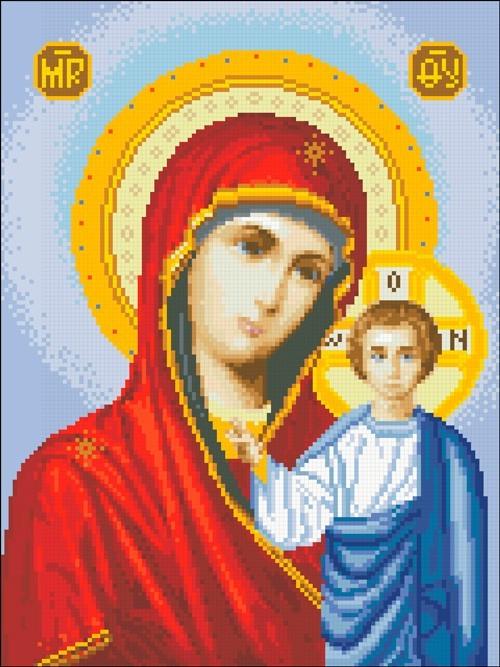 Алмазна мозаїка на підрамнику Ікона Богородиця Казанська 30х40 см (АМС-017)