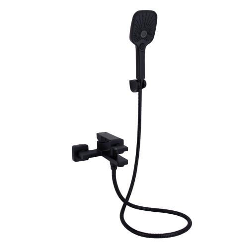 Смеситель для ванны Q-tap Gemini с душевой гарнитурой Black Matt (QTGEM259BLM45682)
