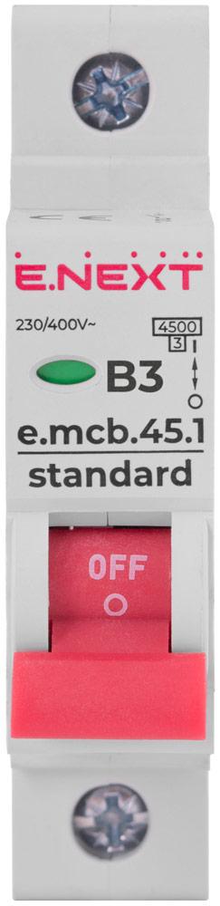Автоматический выключатель E.NEXT e.mcb.stand.45.1.B3 1р 3А 4,5кА B (s001003) - фото 2