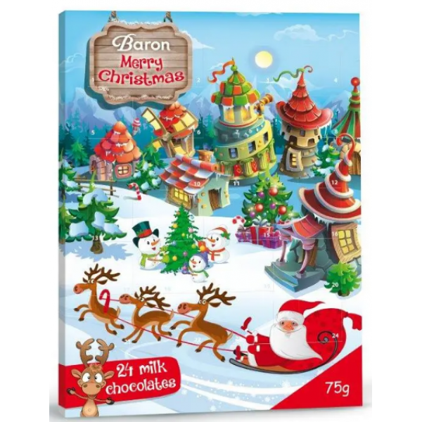 Адвент-календар різдвяний шоколадний Baron Excellent 75 г (002289)