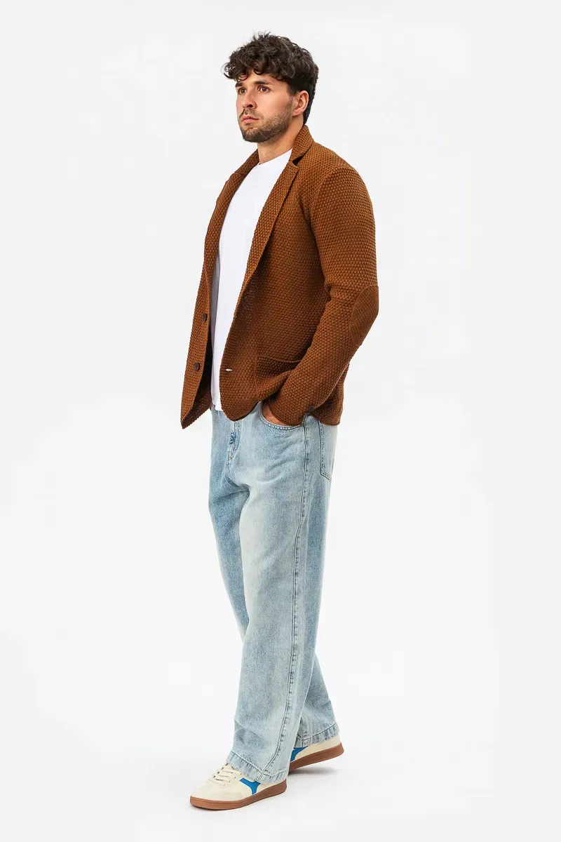 Піджак трикотажний на двух ґудзиках SVTR р. 48 Коричневий (398) - фото 5 Піджак трикотажний на двух ґудзиках SVTR р. 48 Коричневий (398) - фото 5