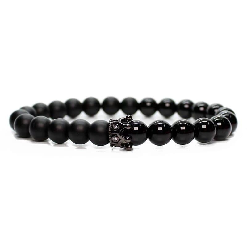 Браслет із шунгіту та агату з короною р. 22 Чорний
 (30029)