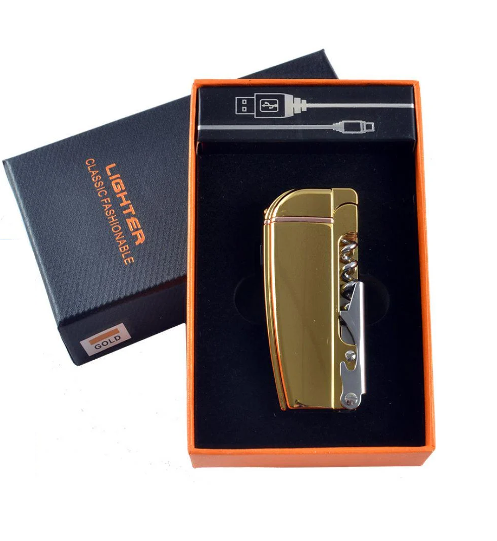 USB-зажигалка электроимпульсная Molten со штопором и открывалкой Gold (32162028)