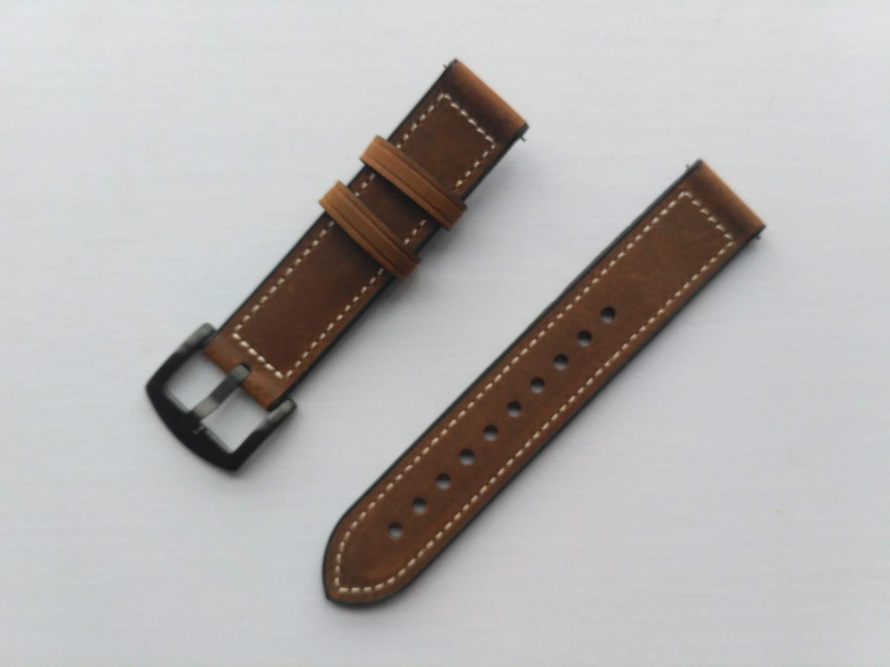 Ремінець для смарт-годинників Youth Version силіконовий/шкіряний 20 мм Темно-коричневий (1911P)