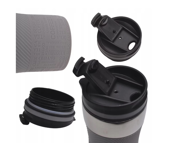 Термокухоль з силіконовою TPR-вставкою Kamille KM-2154 з нержавіючої сталі 260 мл Сталевий/Сірий (150-84-2154.2) - фото 3