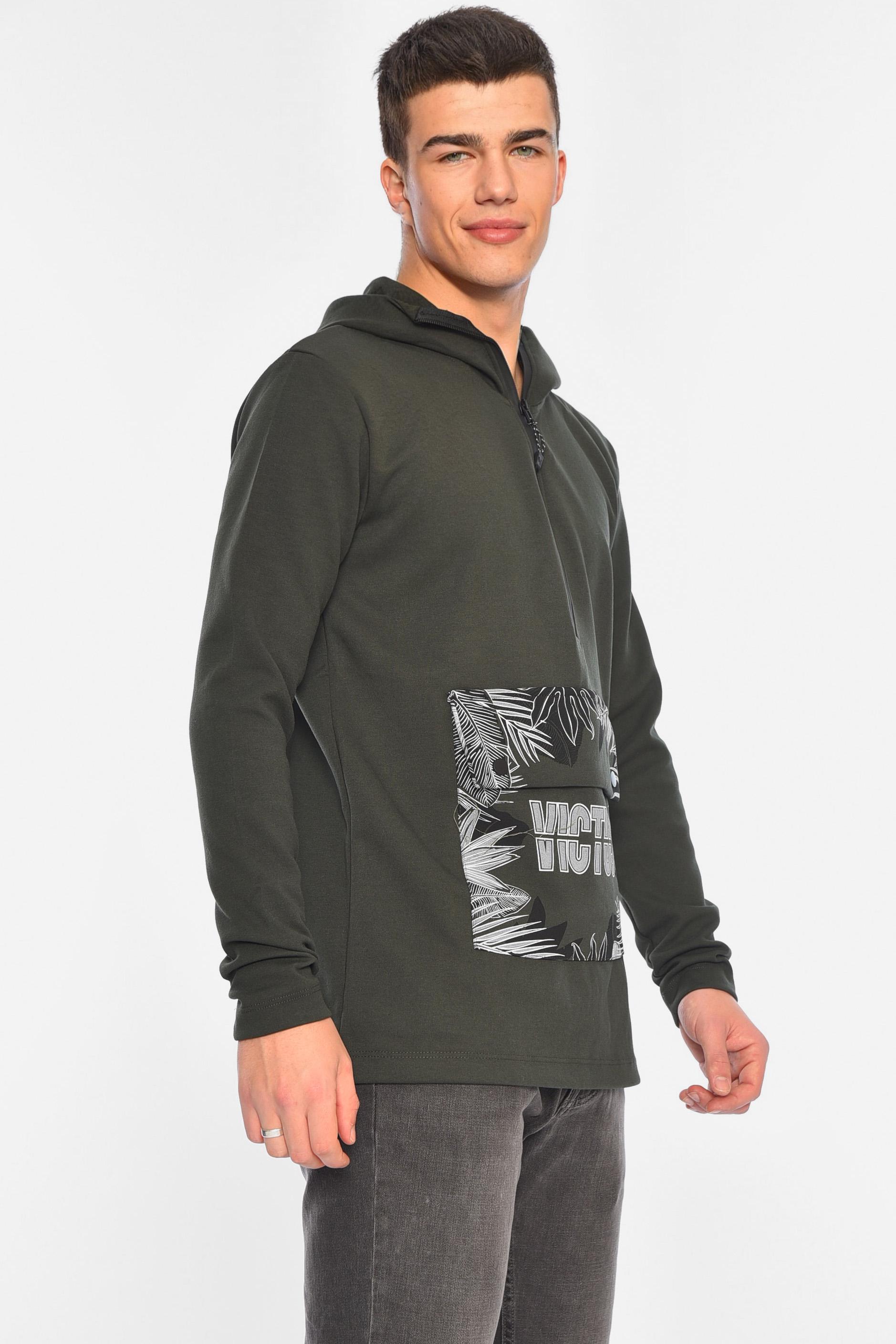 Худи мужское с рисунком L Хаки (193326) - фото 2